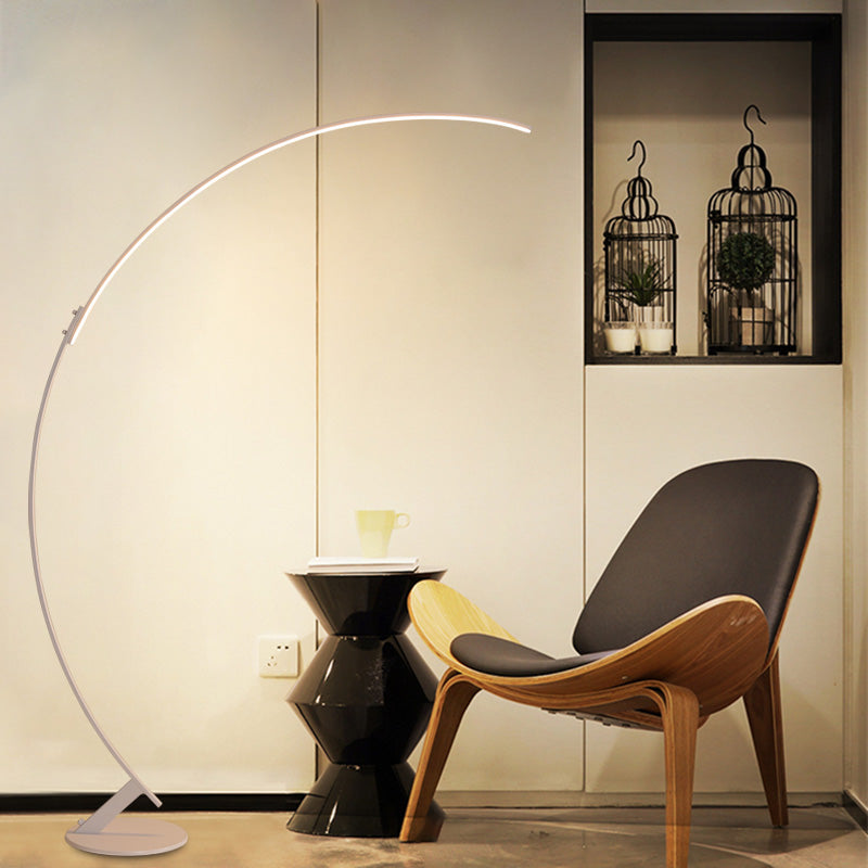 Arched Standing Lighting Simplicity Metallic LED White Floor Reading Lamp, Warm/White Light