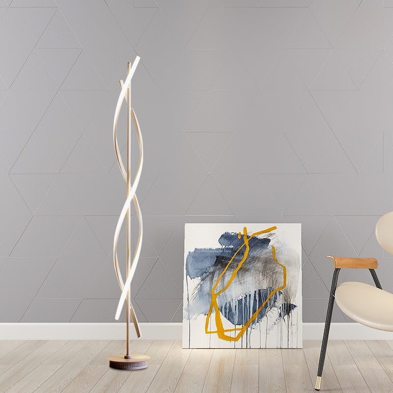 Twisted Standing Lighting Minimalist Metal LED White Floor Lamp in Warm/White Light for Study Room