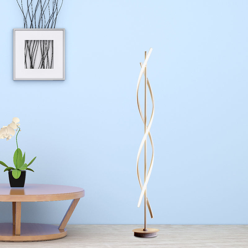 Twisted Standing Lighting Minimalist Metal LED White Floor Lamp in Warm/White Light for Study Room