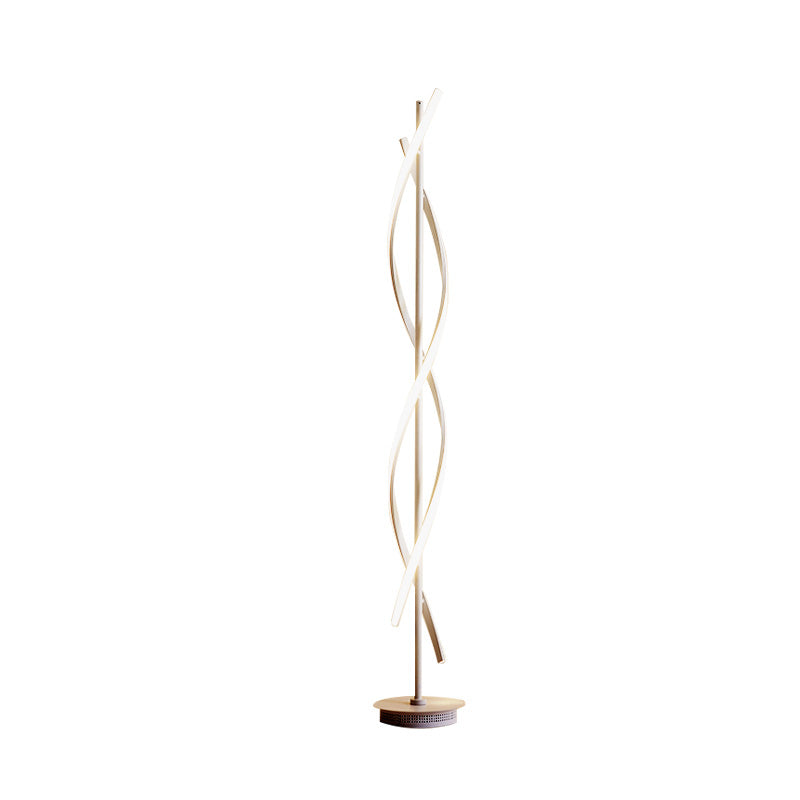 Twisted Standing Lighting Minimalist Metal LED White Floor Lamp in Warm/White Light for Study Room