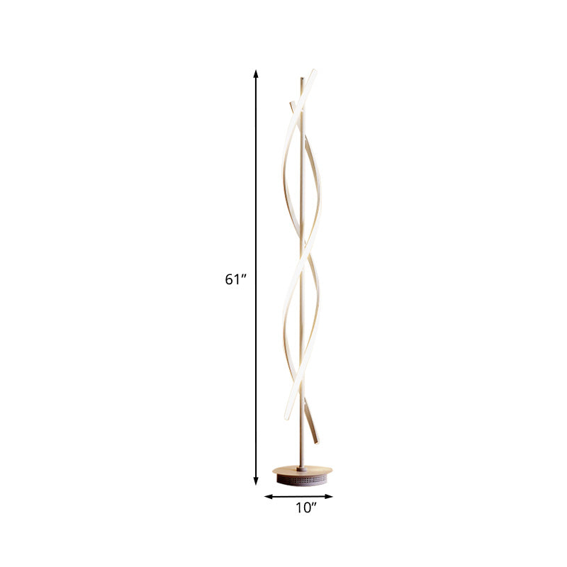 Twisted staande verlichting Minimalistisch metalen LED Witte vloerlamp in warm/wit licht voor studieruimte