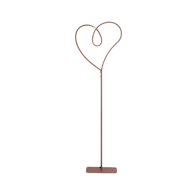 Coffee Heart-Like Standing Lighting Modernist LED Metal Floor Reading Lamp in Warm/White Light