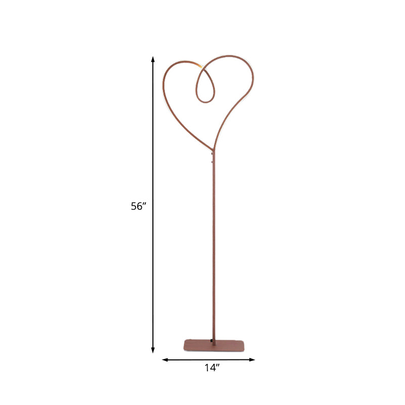 Lámpara de lectura de piso de metal LED modernista en forma de corazón de café con luz de lectura cálida/blanca