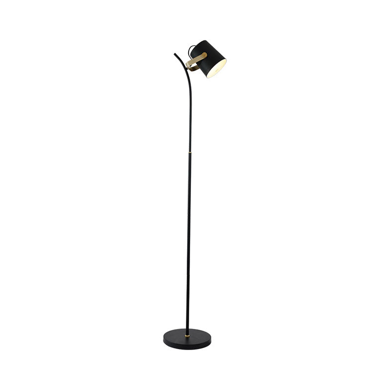 Cylinder Spotlight Floor Light Modern Single Metallic Living Room Handle Floor Lamp in Black