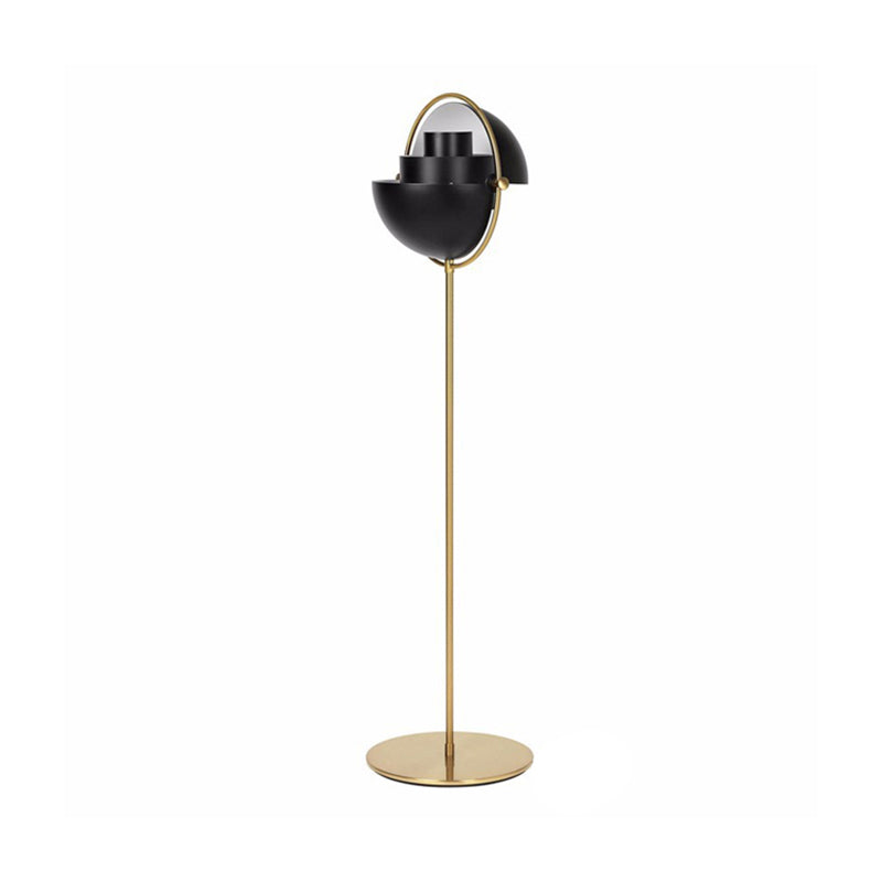 Koepelvloer Standing Light Mid Century Metallic Single Light Black/Gold afwerking Verstelbare vloerlamp