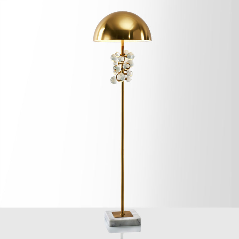 Metallic Semicircle Floor Lighting Postmodern 1 Head Gold Floor Lamp with Clear Crystal Ball Deco