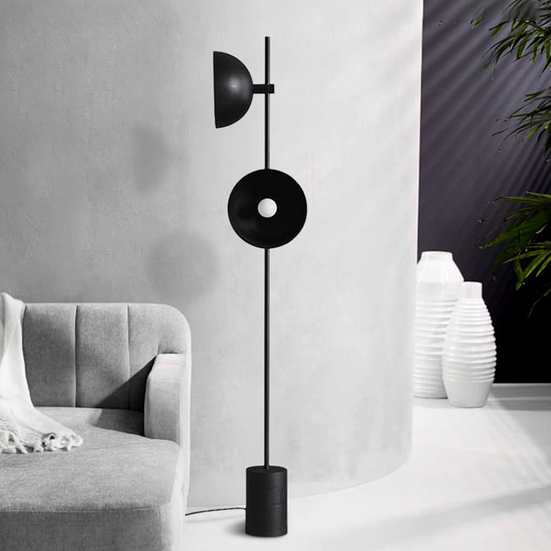 Minimalist 2 Bulbs Reading Floor Light with Metal Shade Black Finish Semicircle Standing Floor Lamp