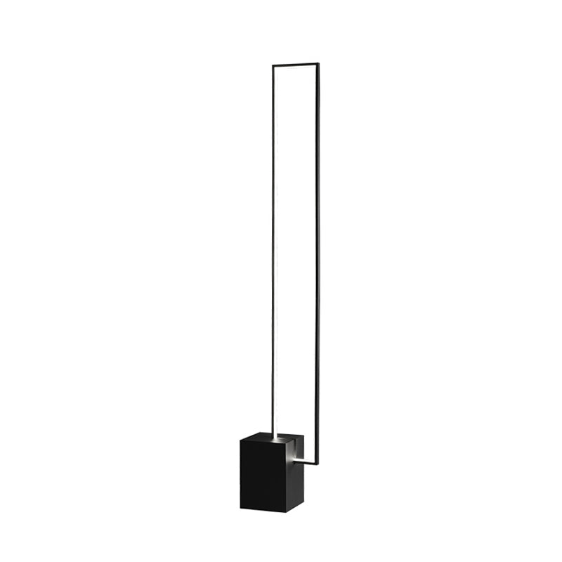 Metallic Rectangle Frame Reading Floor Lamp Minimal LED Black Standing Light for Bedroom