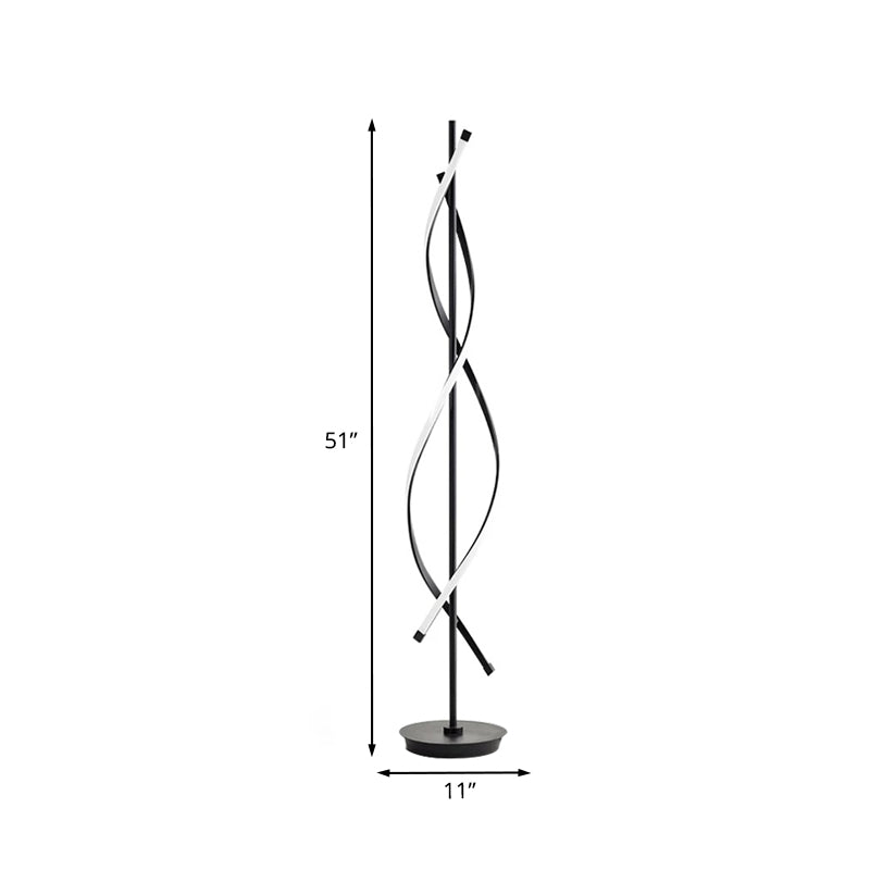 Schwarze Twist stehende Lampe einfache LED Metallic Leserbodenbeleuchtung in warmem/weißem Licht