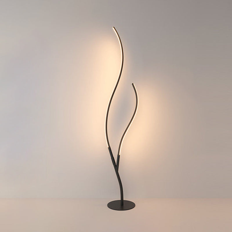 Métallique de lecture de sol en forme de branche simplicité lampe debout à LED noir / blanc pour salle d'étude