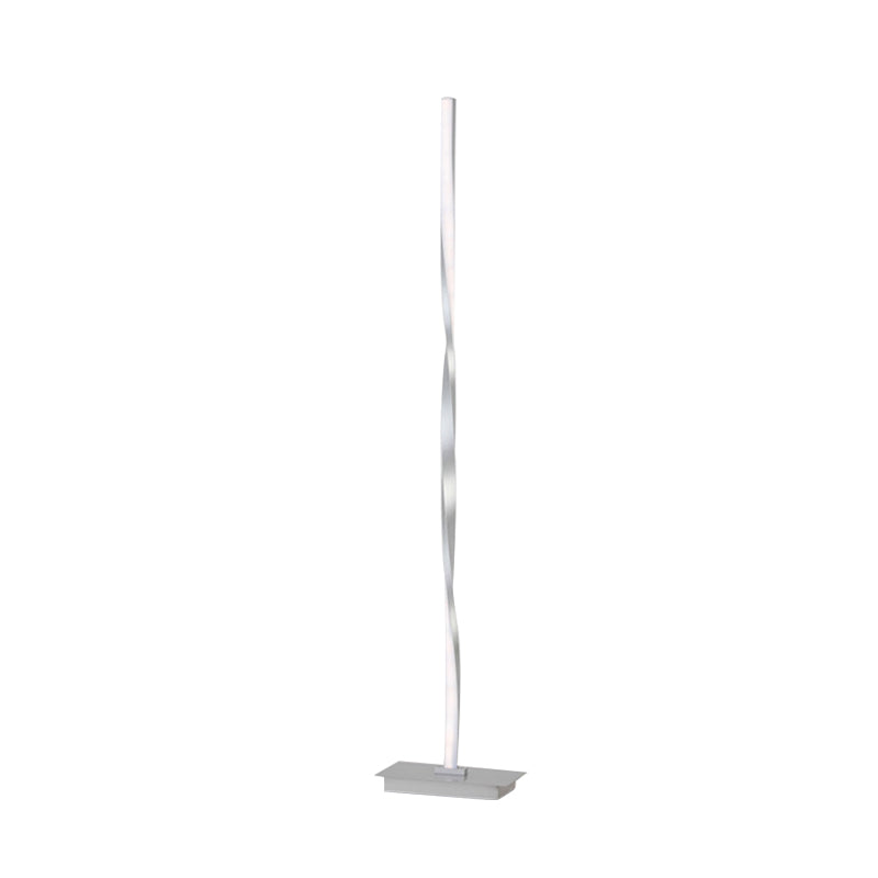 Metallic Spiral Line Floor Reading Lamp Minimalist Black/Silver LED Stand Up Lighting in Warm/White/Natural Light