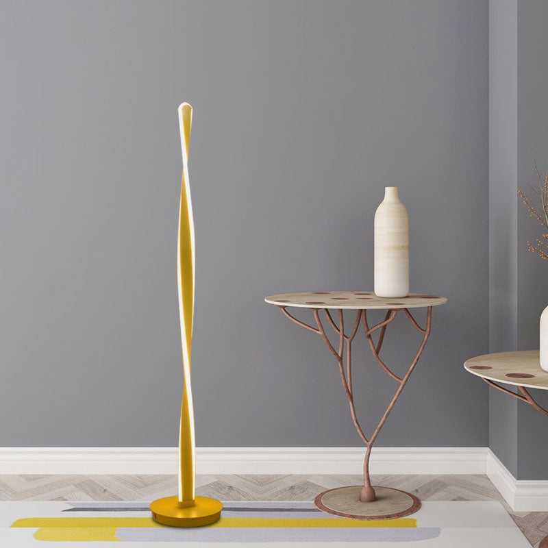 Yellow Twisted Stick Standing Light Nordic LED Acrylic Reading Floor Lamp for Living Room