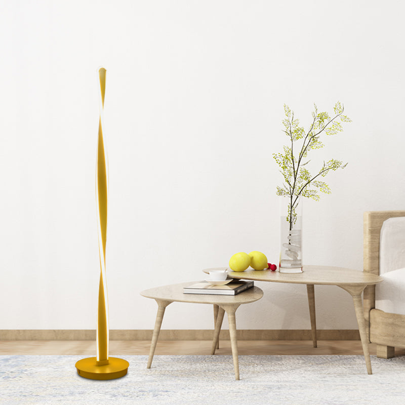 Yellow Twisted Stick Standing Light Nordic LED Acrylic Reading Floor Lamp for Living Room