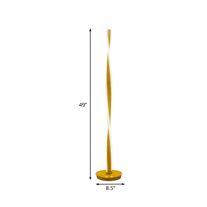 Yellow Twisted Stick Standing Light Nordic LED Acrylic Reading Floor Lamp for Living Room