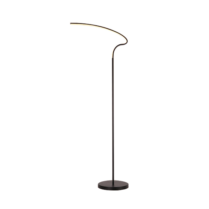 Modernist Curved Standing Lamp Metal LED Bedside Reading Floor Lighting in Black/White