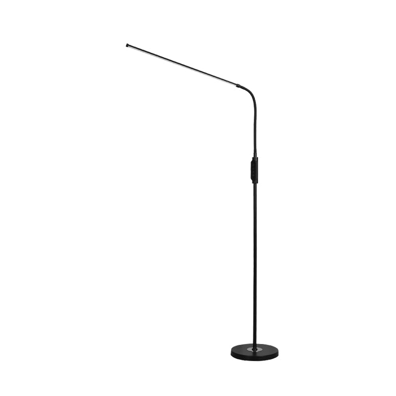 Adjustable Metallic Linear Standing Lamp Modernist Black/White LED Floor Reading Light with Switch