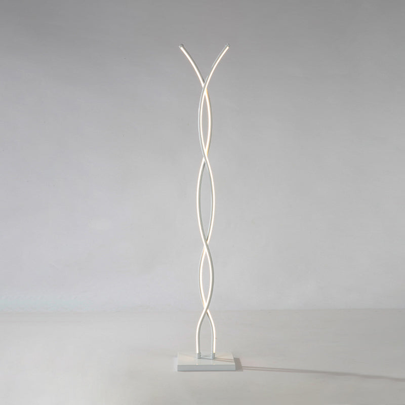 Waving Line Stand Up Lamp Minimalist Metal LED White Floor Reading Lighting in Warm/White/Natural Light for Study Room