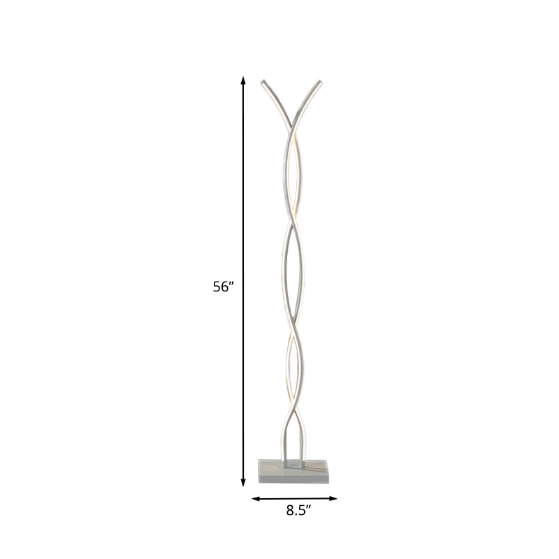 Golvende lijn opstaan ​​lamp Minimalistisch metaal LED witte vloer leesverlichting in warm/wit/natuurlijk licht voor studieruimte