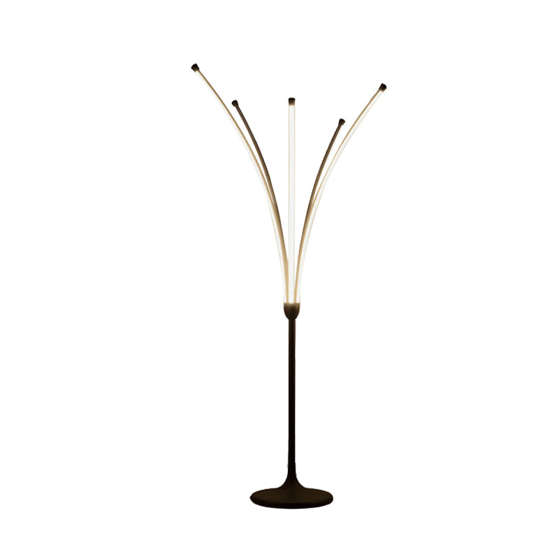 Simplicity Flower-Like Standing Light Acrylic LED Bedroom Reading Floor Lamp in Black