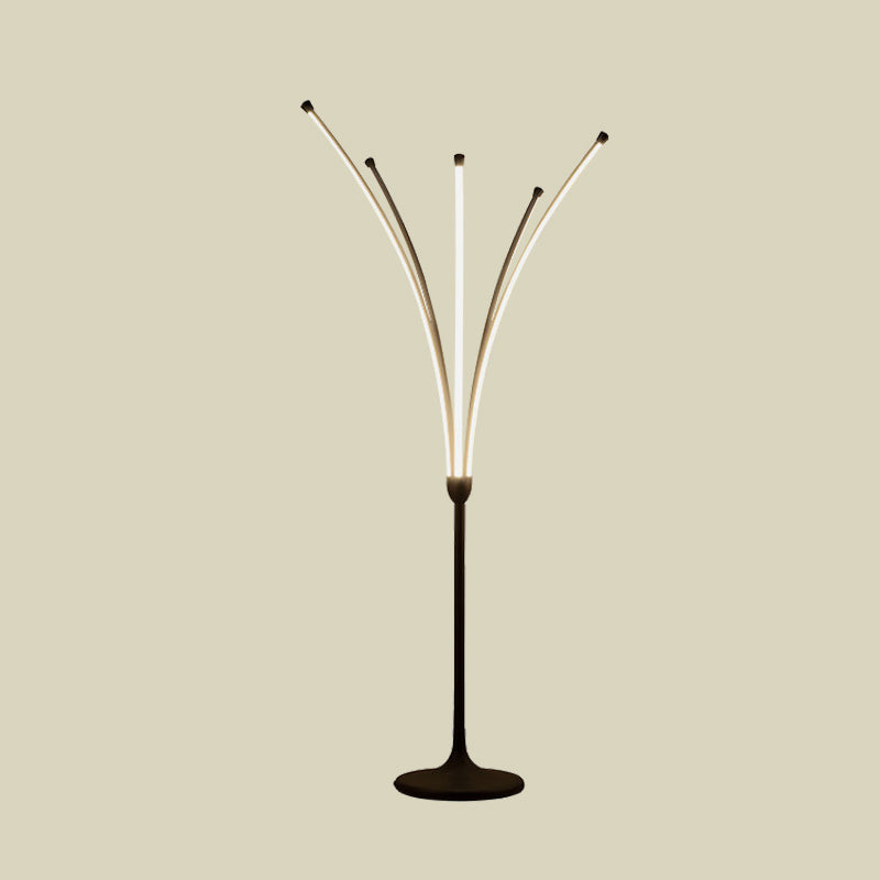 Simplicity Flower-Like Standing Light Acrylic LED Bedroom Reading Floor Lamp in Black