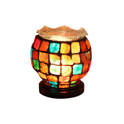 Child Bedroom Lattice Bowl Desk Light Stained Glass 1 Head Tiffany Small Desk Lamp in Black Base