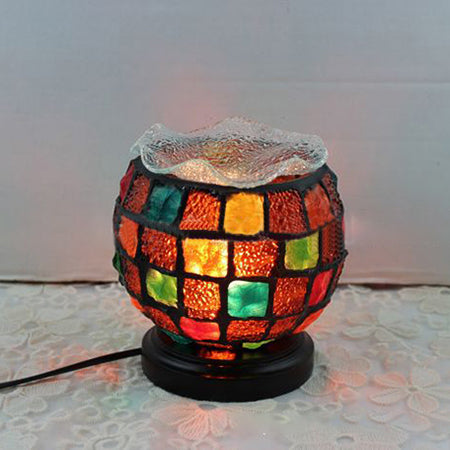 Child Bedroom Lattice Bowl Desk Light Stained Glass 1 Head Tiffany Small Desk Lamp in Black Base