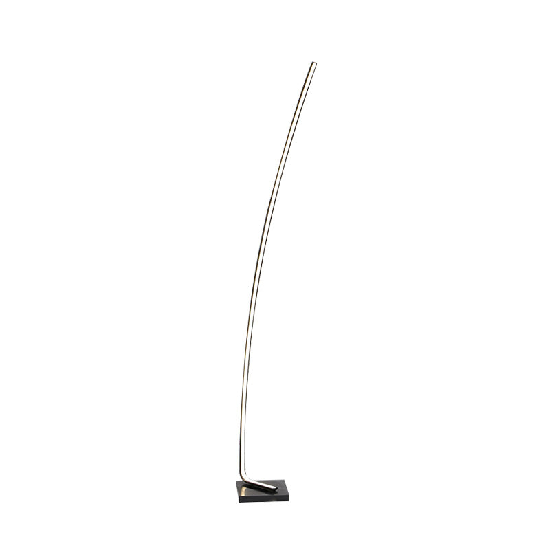 Metallic Curved Reading Floor Lamp Simplicity Black/White/Gold LED Bedside Stand Up Lighting in Warm/White Light