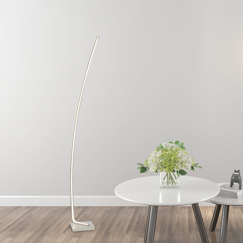 Metallic gebogen leesvloer Lamp Eenvoud zwart/wit/goud LED -bedstopverlichting in warm/wit licht