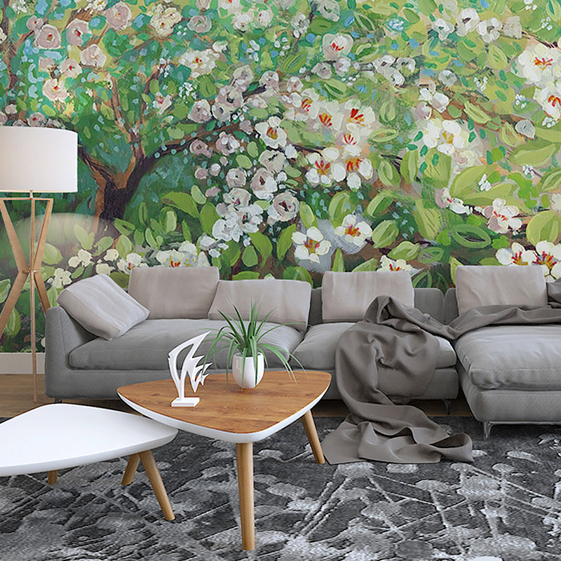 Non-Woven Big Wall Decor Green Tree Mural Wallpaper, Personalized Size Available