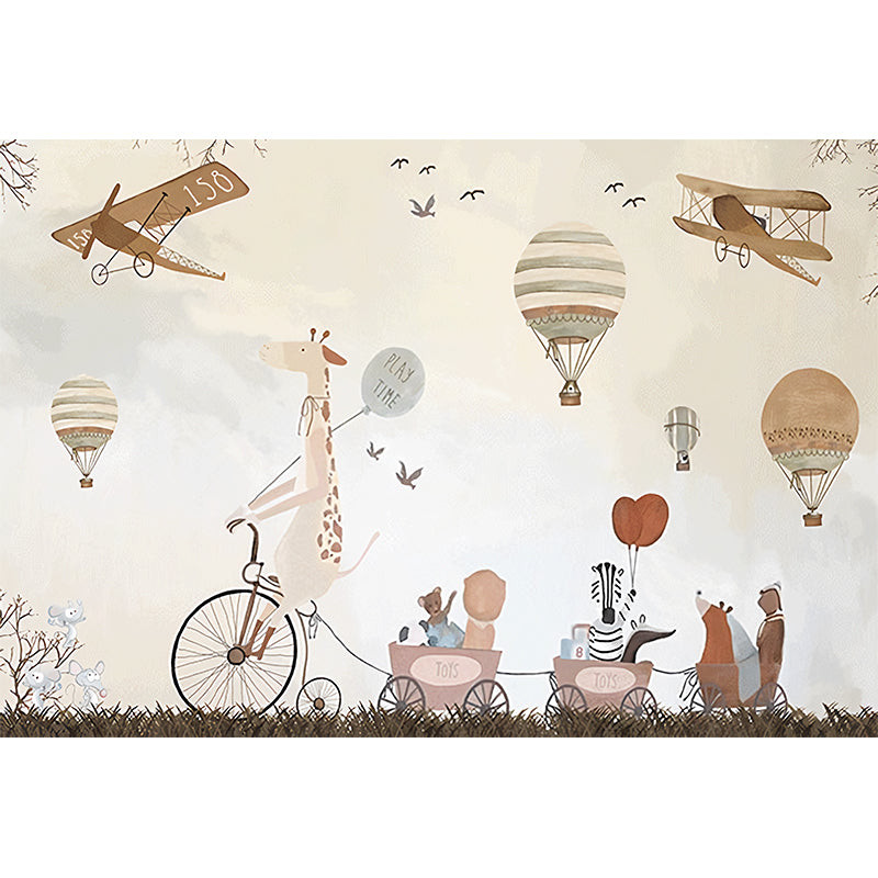 Whole Wall Covering Pastel Brown Giraffe Non-Woven Fabric Mural Wallpaper for Kid, Personalized Size Available