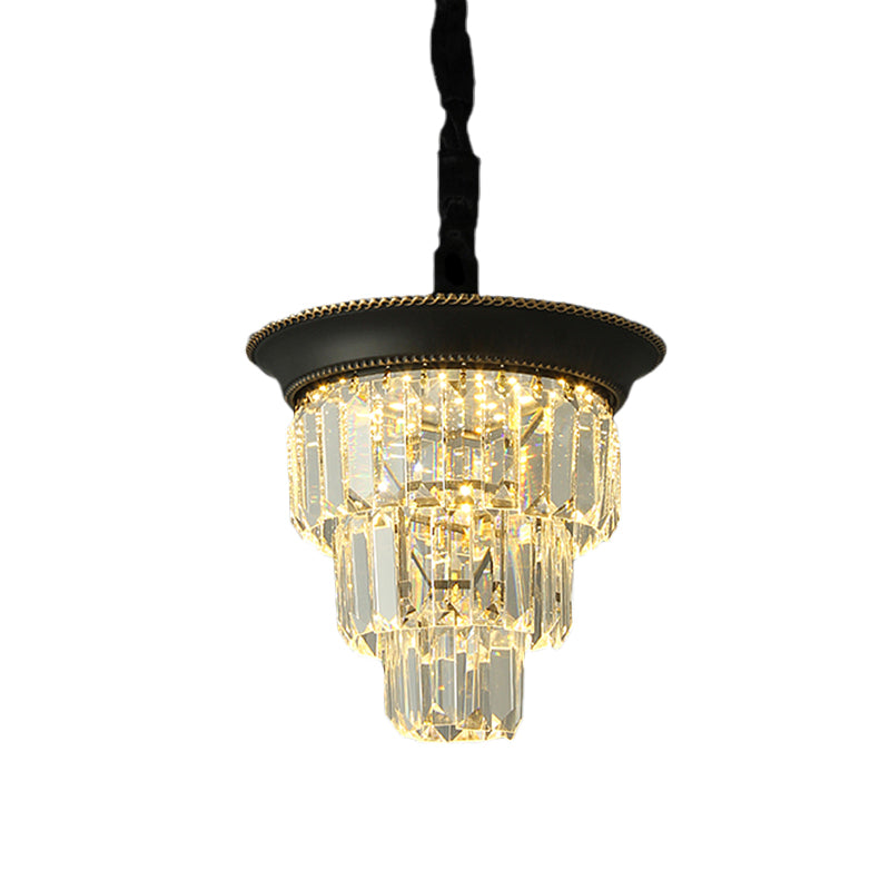 3 lagen kristal rechthoek hanglamp vintage stijl eetkamer led hangende lamp in zwart/goud