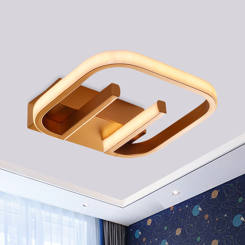 Metallic Geometrical Flush Mount Nordic White/Black/Gold LED Ceiling Light Fixture in White/Warm Light for Hallway