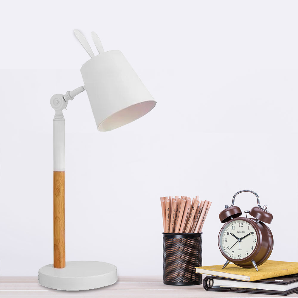 Rotatable Metal Bunny Desk Light 1 Bulb Modern Stylish Desk Lamp in White Finish