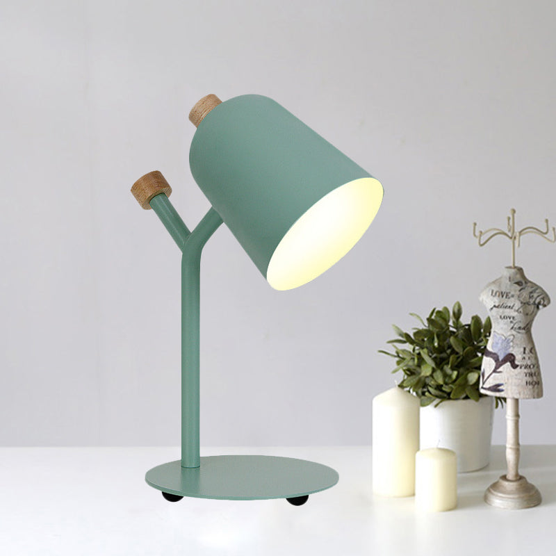 Green/Light Pink Trumpet-Like Reading Book Light Macaroon Single Head Metal Table Lamp for Study Room