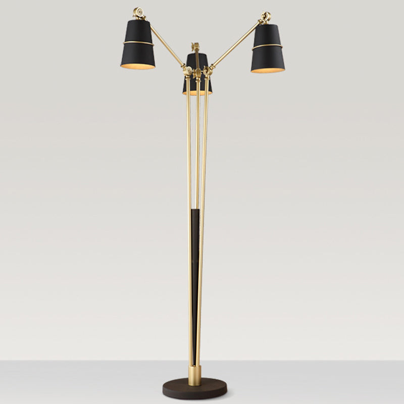 Bell woonkamer vloer lees licht metaal 3 hoofden modernistische boom opstaan ​​lamp in wit/zwart