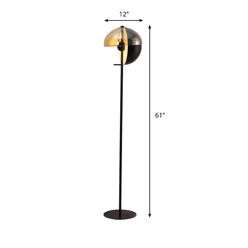 Adjustable Semicircle Standing Floor Lamp Modernism Metallic 1 Bulb Black Floor Reading Light