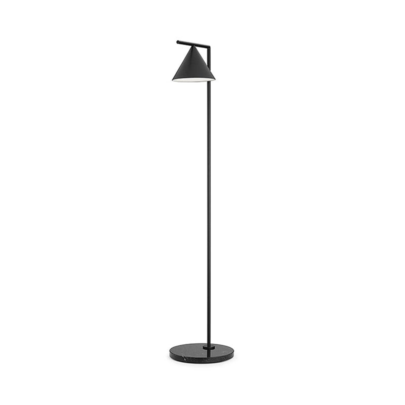 Conical Shade Standing Floor Light Simple Metal 1 Light Black/Gold Finish Stand Up Lamp with Right Angle Arm