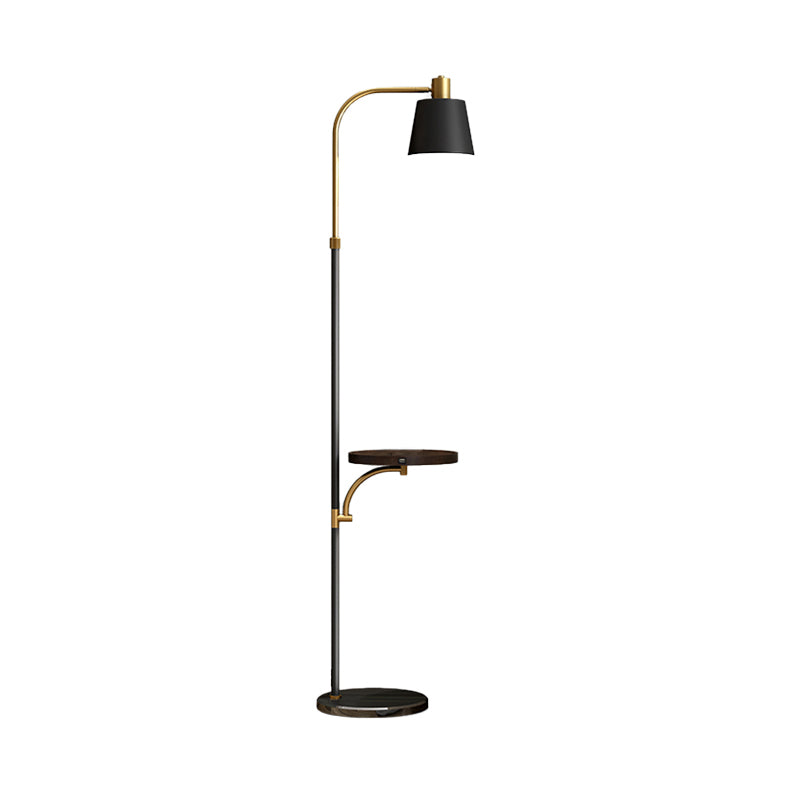 Metallic Fass Floor Table Light Post moderne einzelne Schwarz und Gold Finish stehende Stehlampe