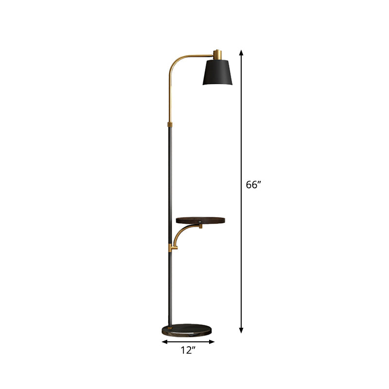 Metallic Barrel Floor Table Light Post Modern Single Black and Gold Finish Standing Floor Lamp