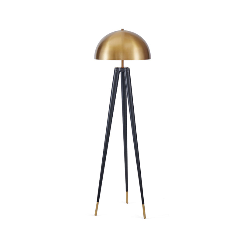 MID CENTRE SEMICLIRCLE Stand Up Lamp Metal 1 Bulb Living Room Tripod Floor Light in Black and Gold