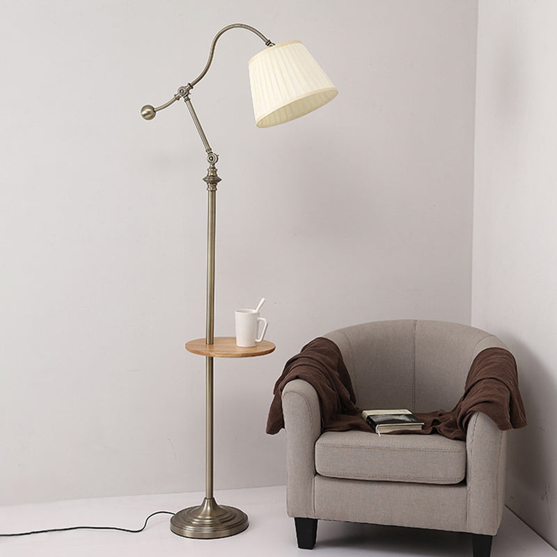 Bronze Swing Bras Stand Up Light Modern 1 Head Metallic Perfher Table Lampe With Baril plaqué de tissu