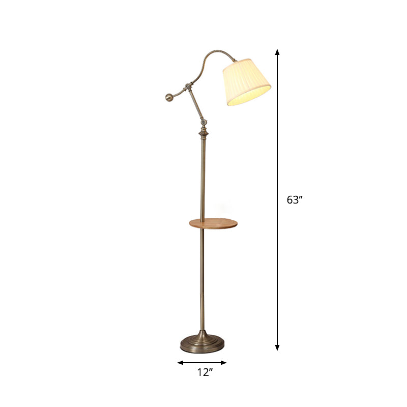 Bronze Swing Bras Stand Up Light Modern 1 Head Metallic Perfher Table Lampe With Baril plaqué de tissu