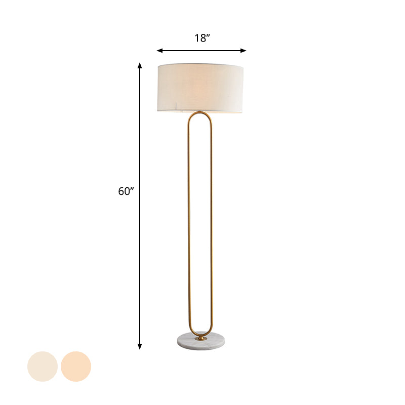 Lámpara de pie de tono de tela de tambor Modernista Luz simple/lata de lino Luce de piso para sala de estar