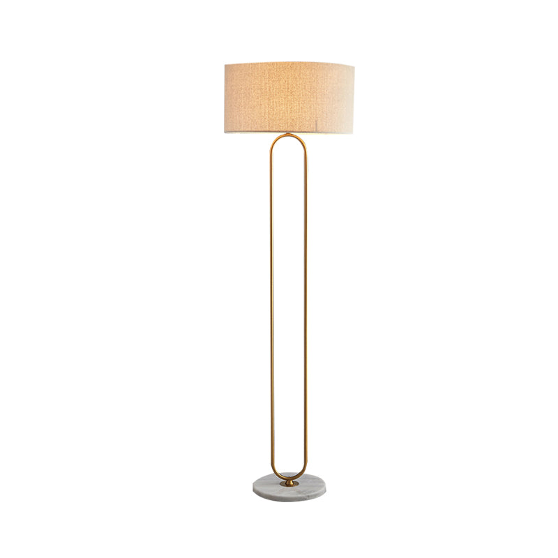 Drum Stoff Shade Stand Up Lampe Moderne ein Licht Beige/Flaxen Lesebodenlicht für Wohnzimmer