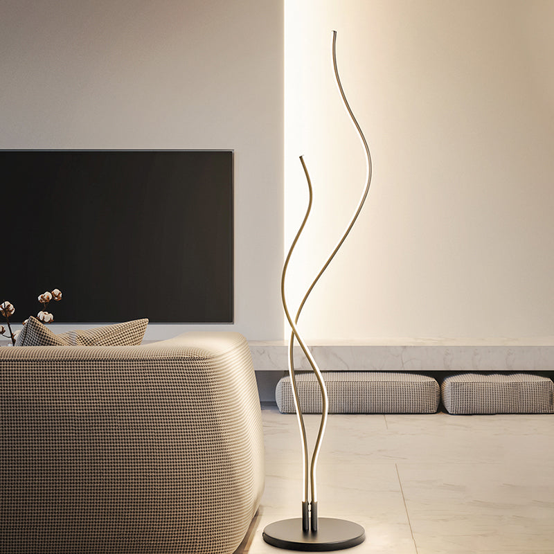 Modernista Waving Line Stand Up Lampada Acrilico LED LED LETTURE LETTURA Luce in bianco/nero