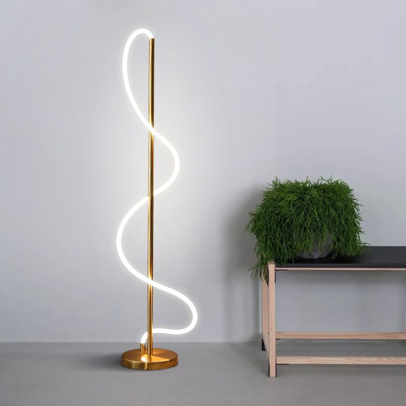 Glazen spiraal staande lamp Minimalistisch LED Gouden vloer Leesverlichting in warm/wit licht