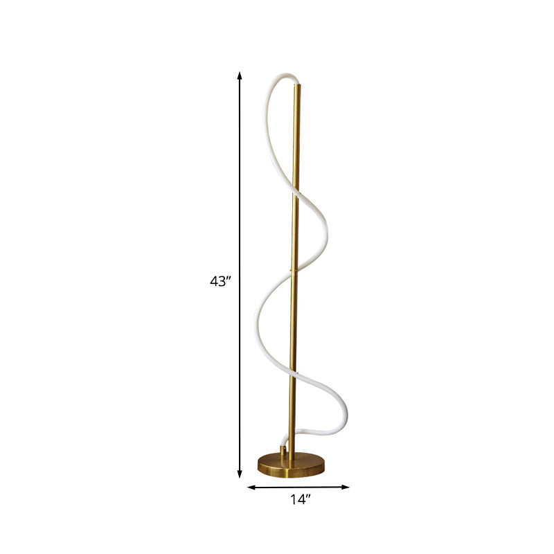 Glass Spiral Standing Lamp Minimalist LED Gold Floor Reading Lighting in Warm/White Light