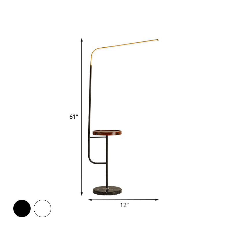 Luce da pavimento di lettura tubolare con scaffale Nordic Acrilic LED da letto LED Lampada in bianco/bianco