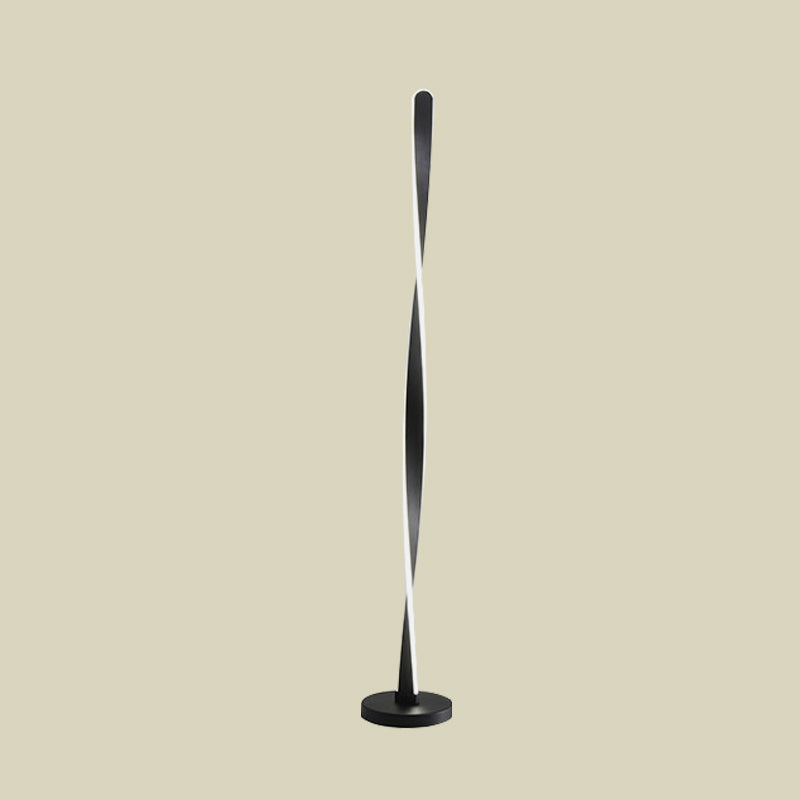 Acrylic Twisted Stick Floor Lighting Simplicity Black/White LED Stand Up Lamp with Spiral Design in Warm/White Light