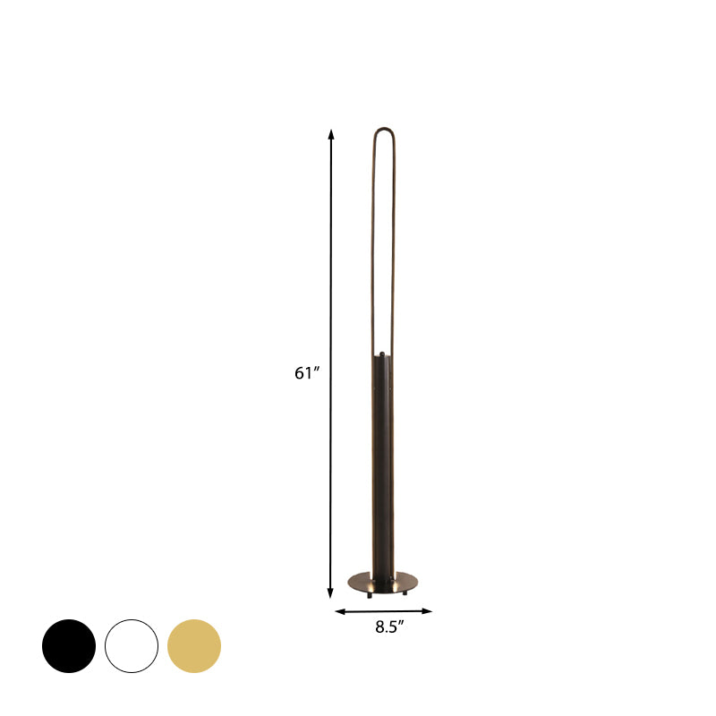 Acrylic Tubular Reading Floor Lighting Minimalist Black/White/Gold LED Standing Lamp in Warm/White Light